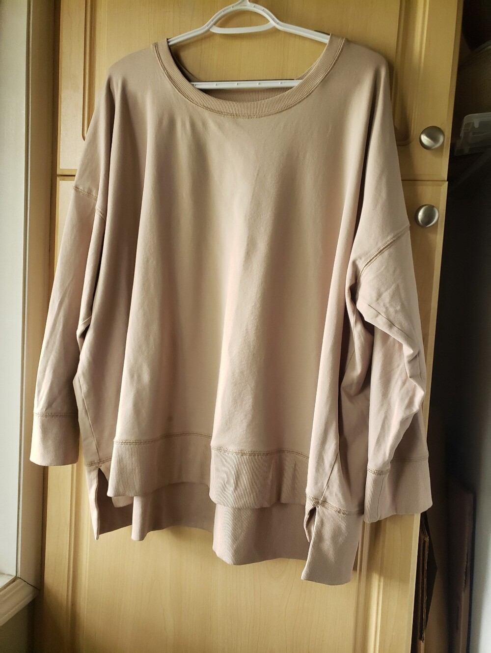 Eileen Fisher Organic Cotton Relaxed Plus Size Women's Top in Beige